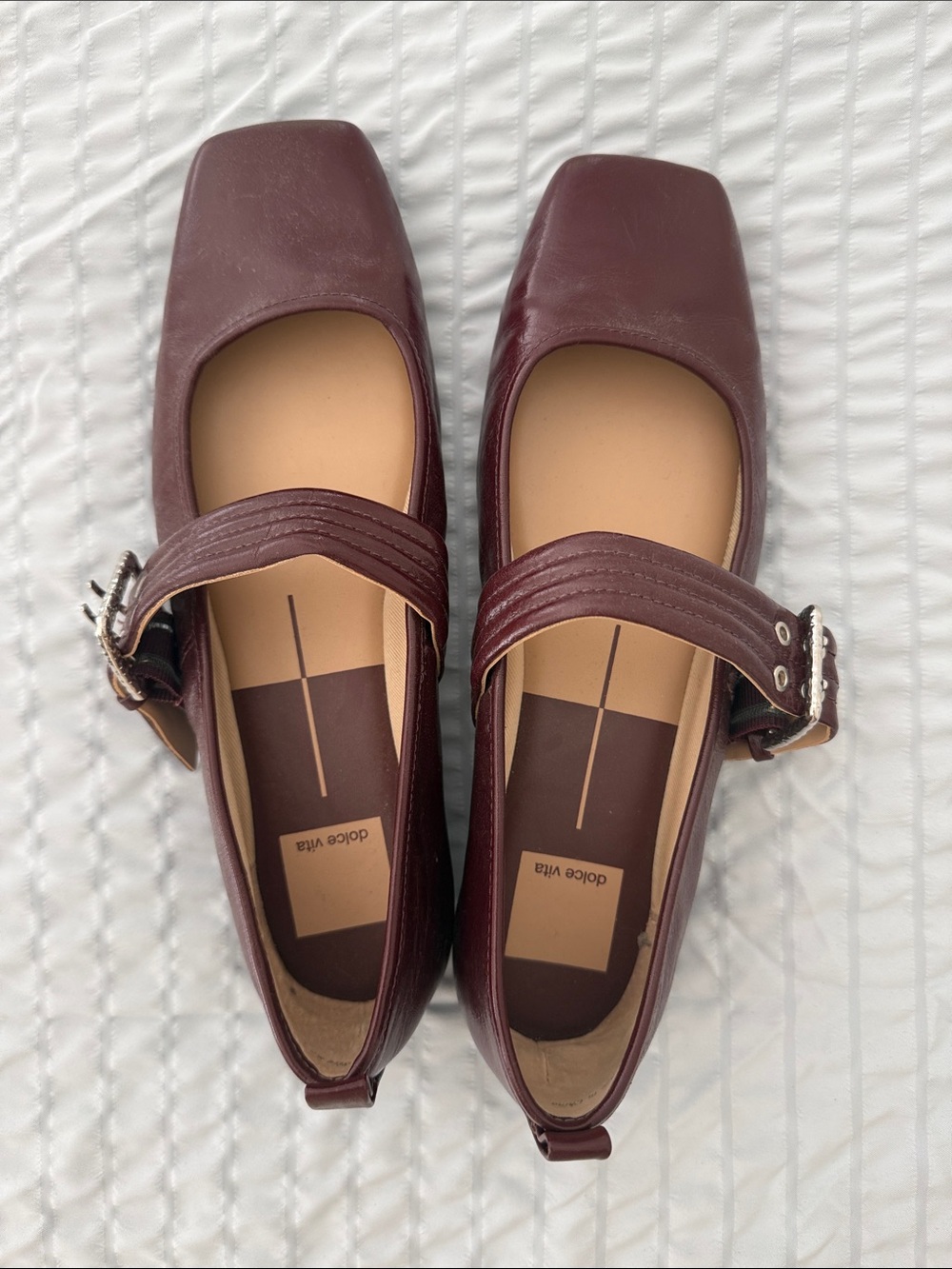 Dolce Vita Women's Dark Burgundy Mary Jane Flats with Buckle Strap - Picture 3 of 6